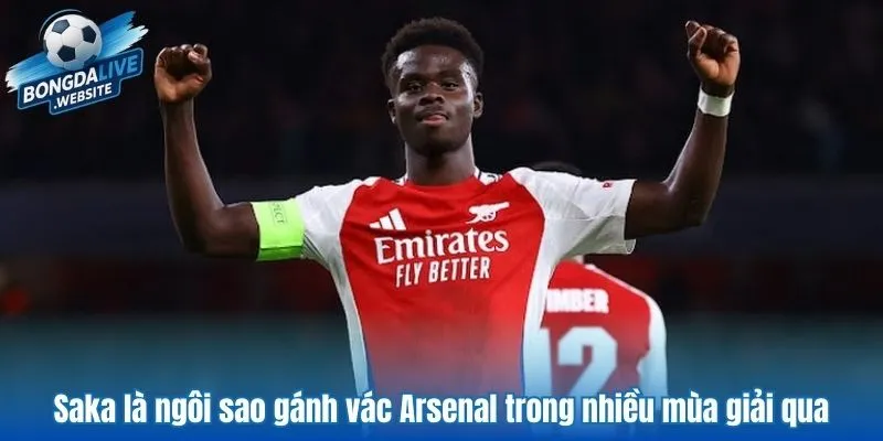 Saka là ngôi sao gánh vác Arsenal trong nhiều mùa giải qua